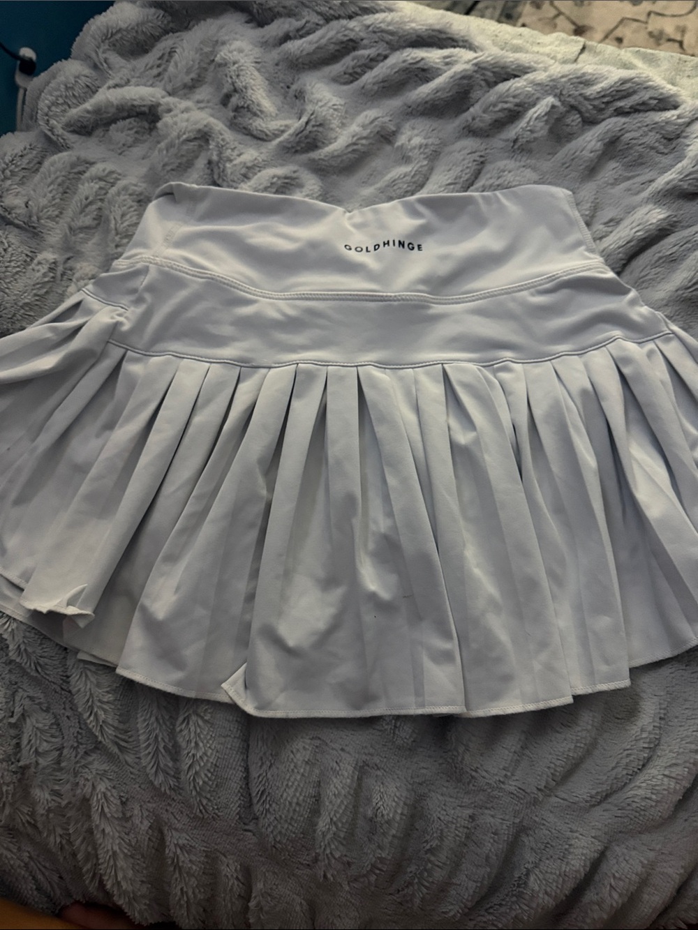 GoldHinge White Pleated High-Low Tennis Skirt